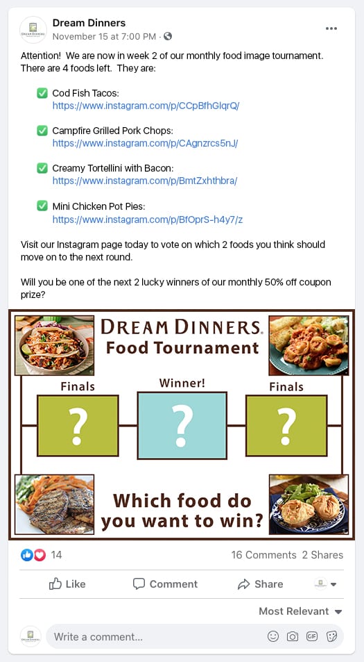 Dream Dinners Food Tournament